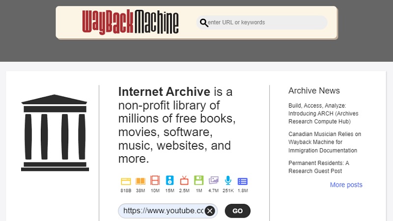 exploring archived youtube footage wayback machine