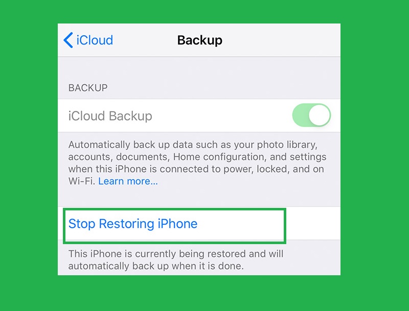  stop restore process on your device