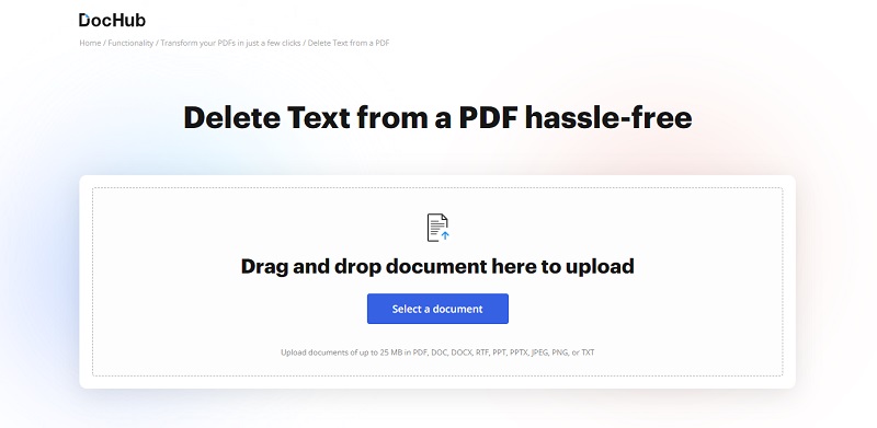 remove text from pdf using dochub