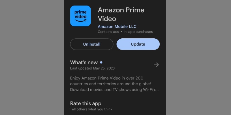 amazon prime video app not working update app