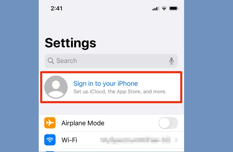 click sign in to your iphone and enter your information