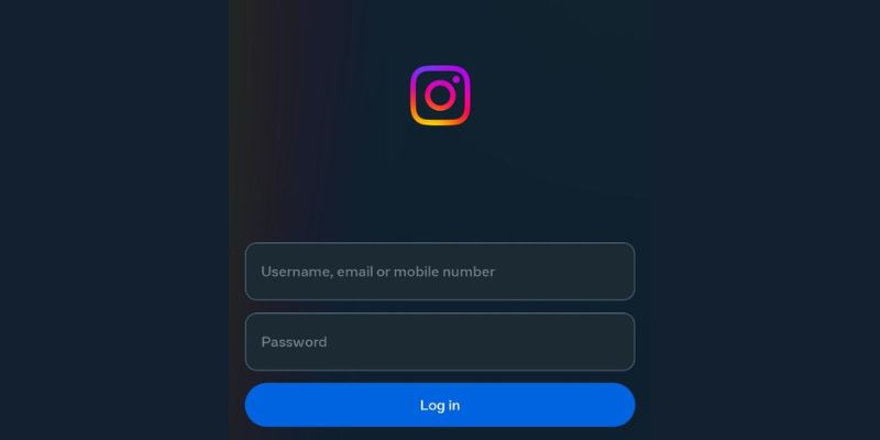instagram login entering email password