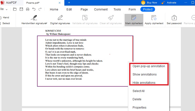 right-click selected data to launch annotation