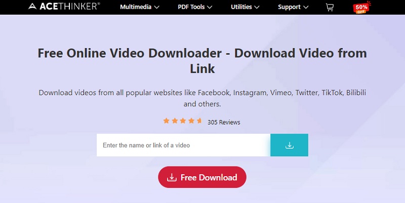 acethinker free online video downloader interface