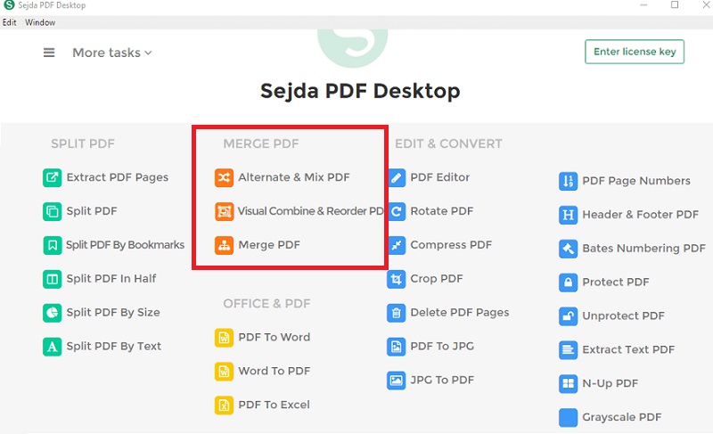 sejda pdf desktop interface