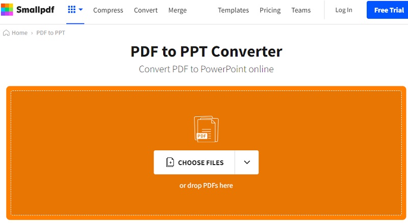 smallpdf pdf to ppt converter interface