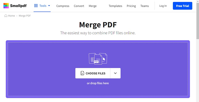 merge pdf file using smallpdf