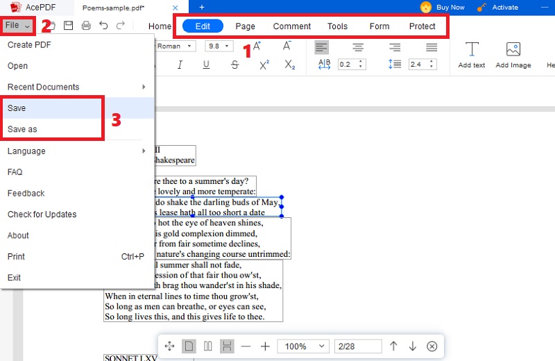 view and edit pdf, hit file and save pdf