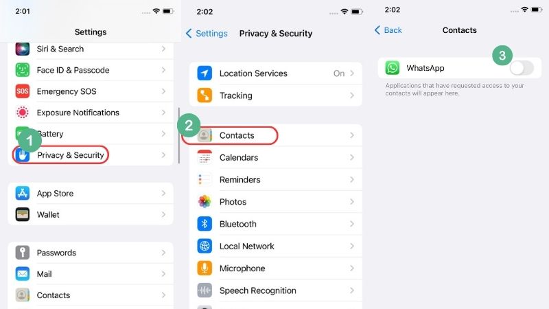turn off apps permission on contacts