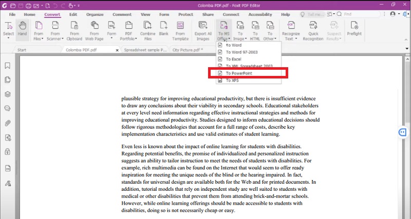 convert pdf to powerpoint using foxit