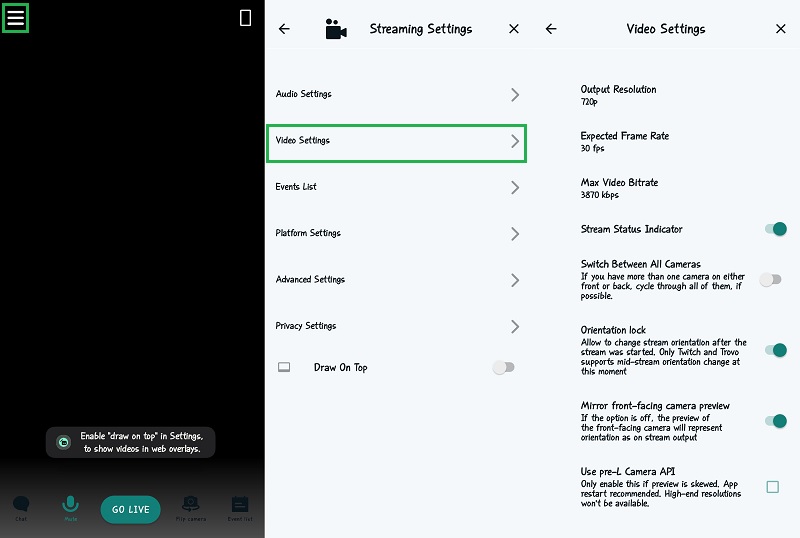 streamlabs video settings