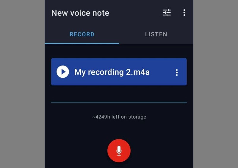 android easy recorder interface