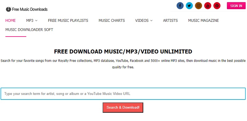 free music downloads interface