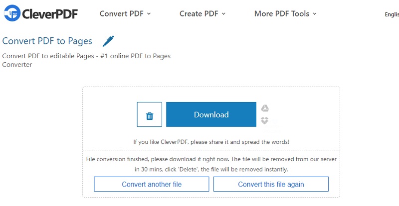 download the converted pages file