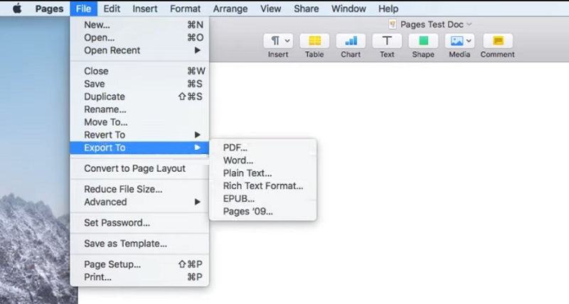export the pdf file to pages