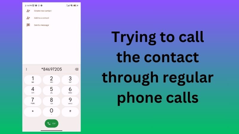 call the contact using regular phone calls