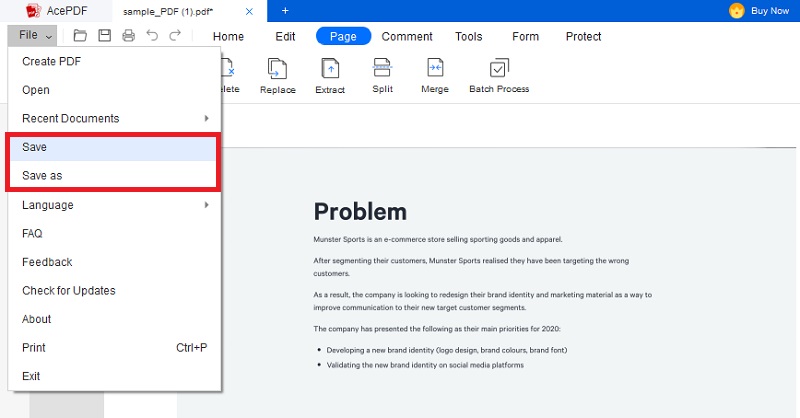 save changes in your pdf file