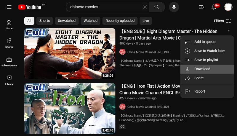 youtube interface