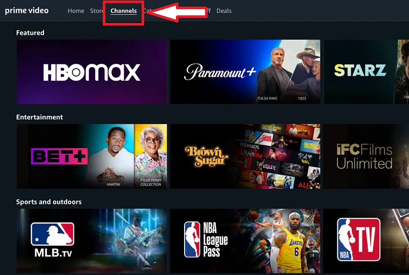 click channels section and find hbo max there