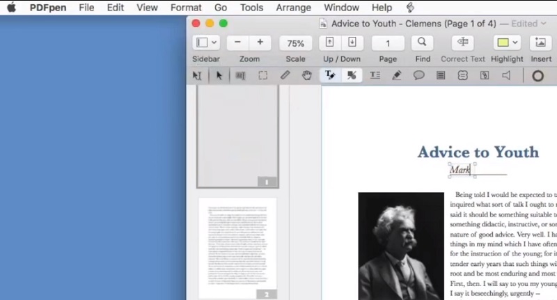 pdfpen PDF-Reader-Schnittstelle auf dem Mac