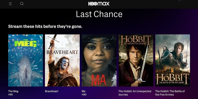 hbo max interface