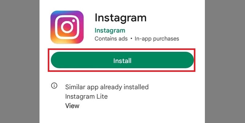 reinstall instagram app
