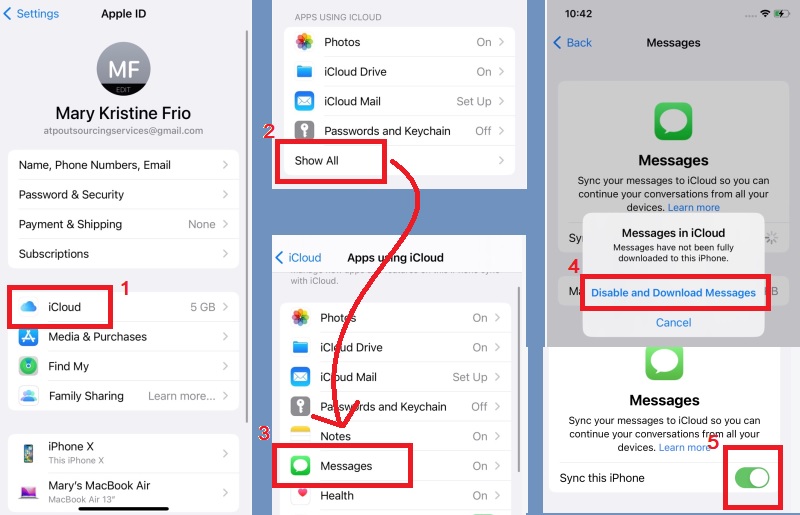 turn off and turn on messages on icloud