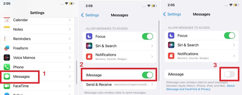 disable and enable again the imessage on settings