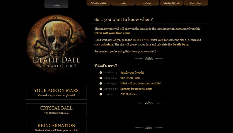 death date main interface