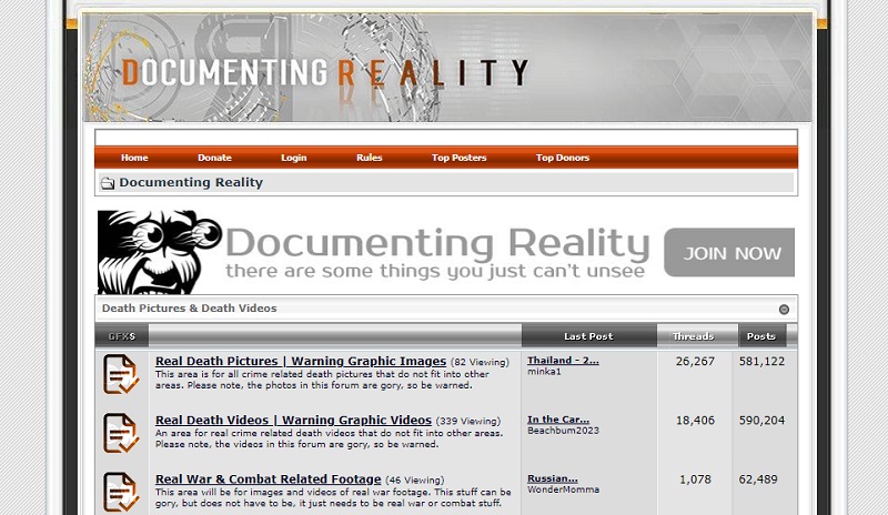 documenting reality main interface