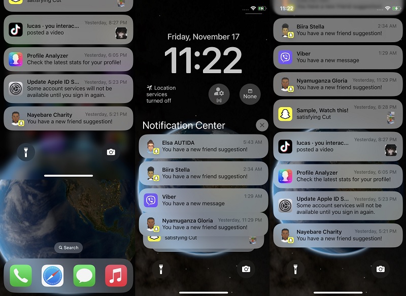 access the notification center