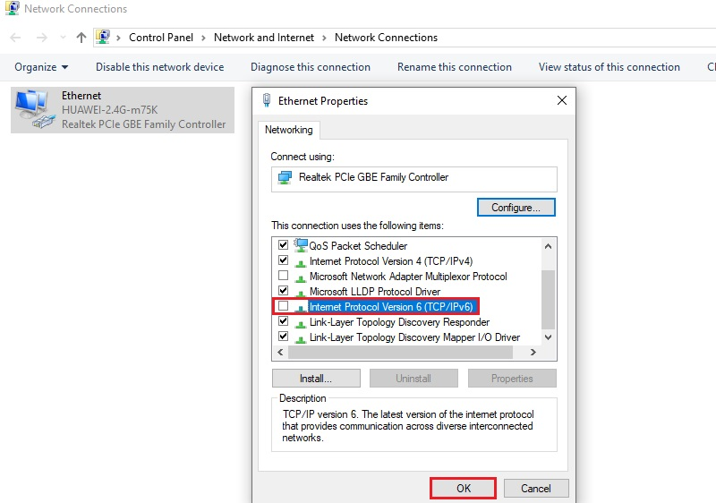 windows os network connection settings