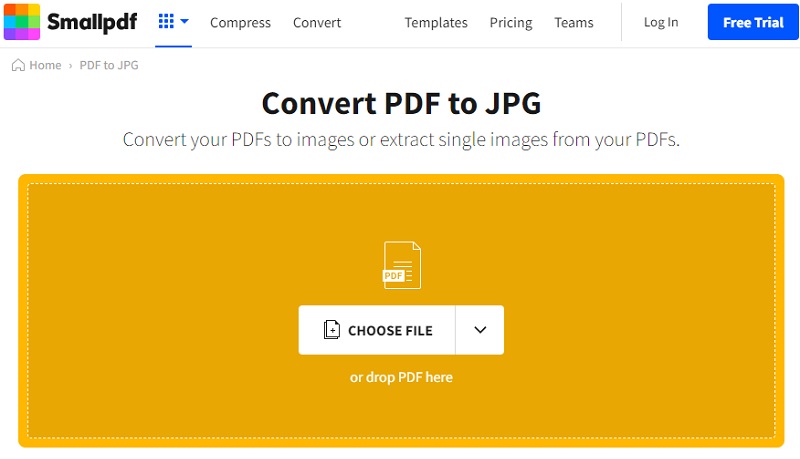 convert pdf to jpg windows 10 smallpdf interface.