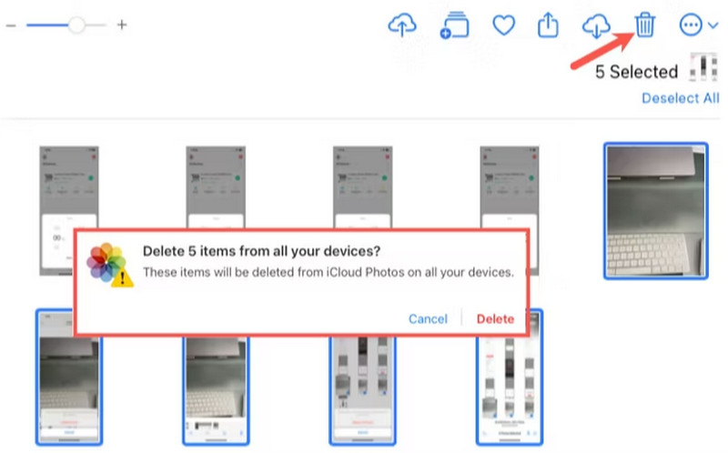 delete photos from icloud ss multiple photos web interface
