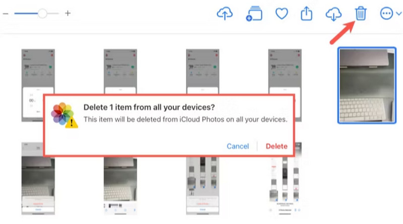 delete photos from icloud ss photos web interface