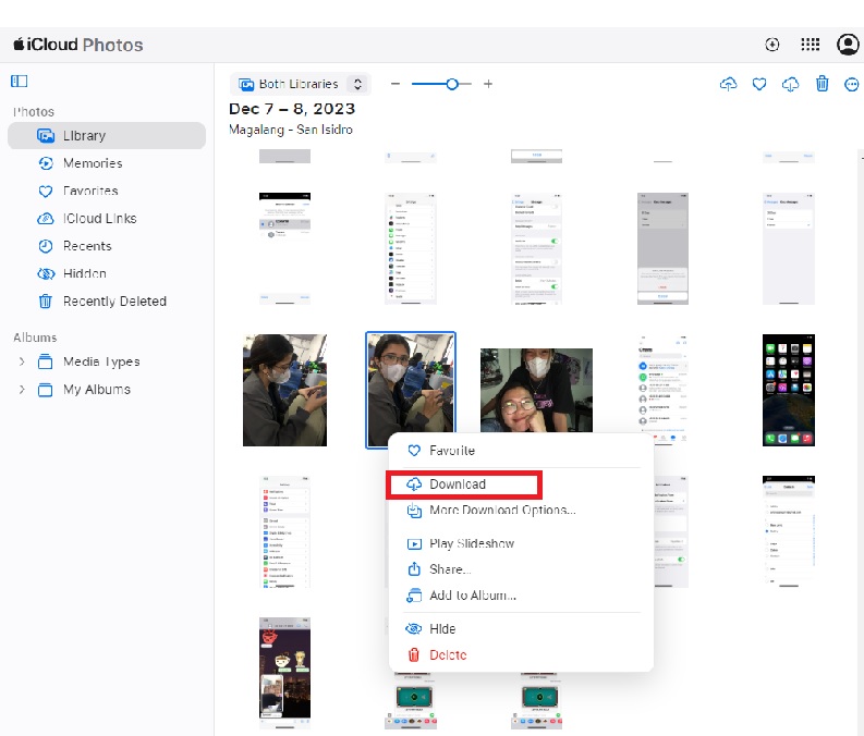 download photos from icloud ss exporting photo on pc step123