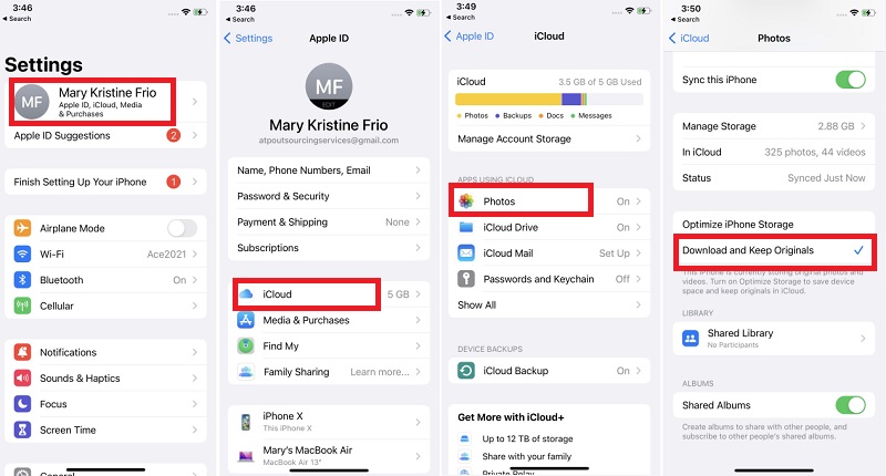 download photos from icloud ss using icloud on iphone step123