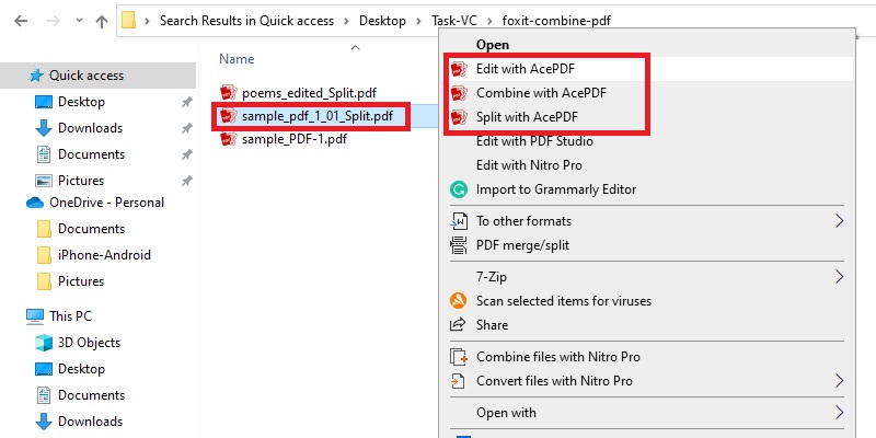 organize pdf acepdf check the organized pdf file.