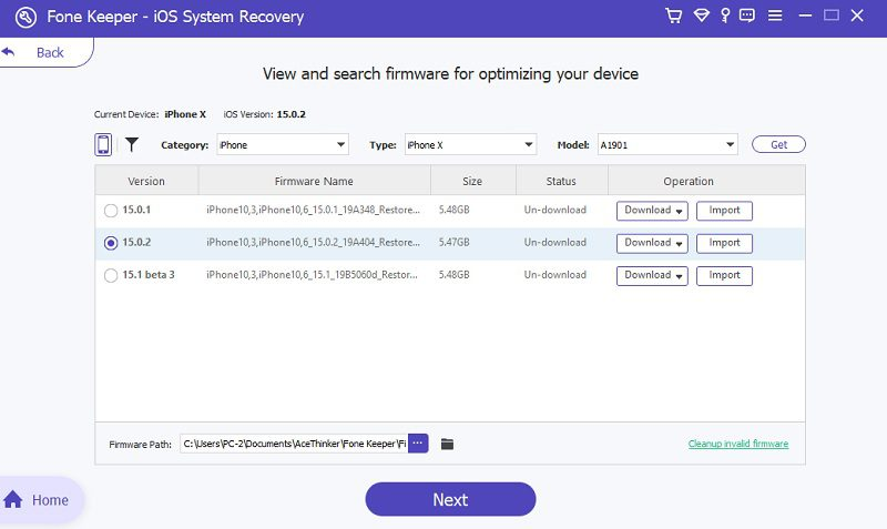 download firmware package and install it on your device