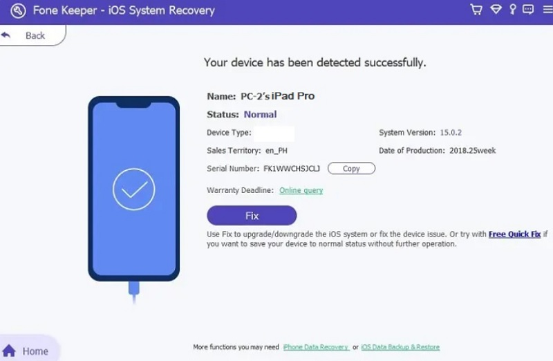 fk-isr scan and confirm device's details