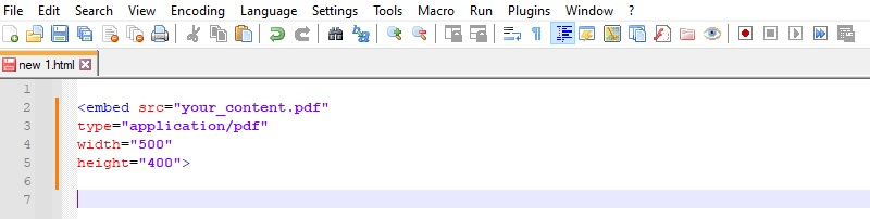 pdf html code embed