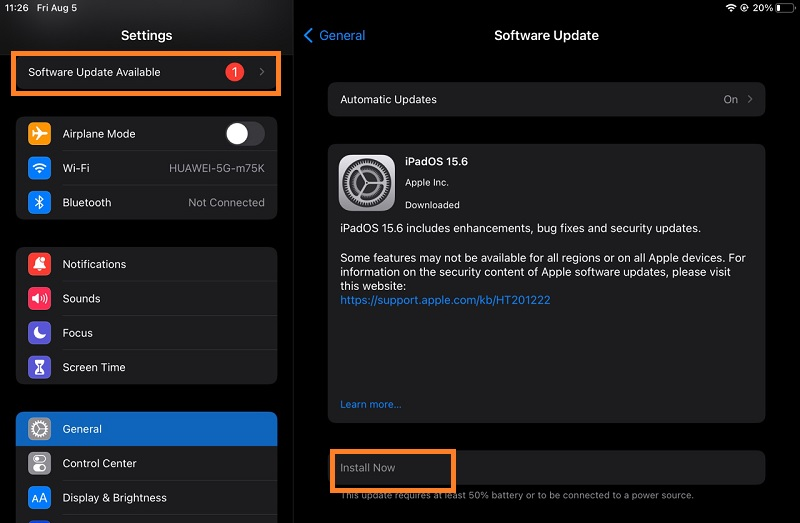 check software update, hit install now