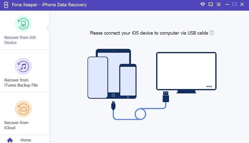 launch the iphone data recovery tool and connect your phone to pc