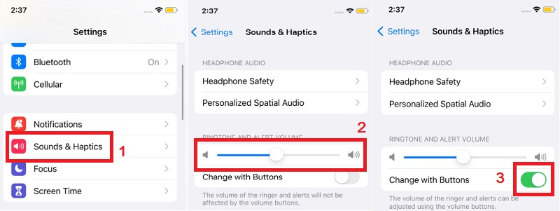 use volume control on settings
