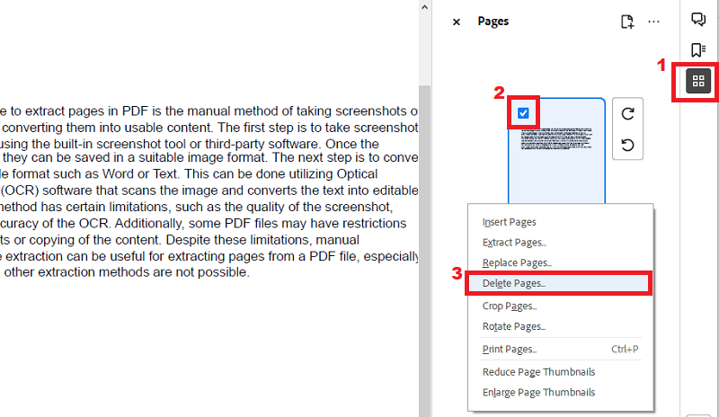 begin to delete page in pdf