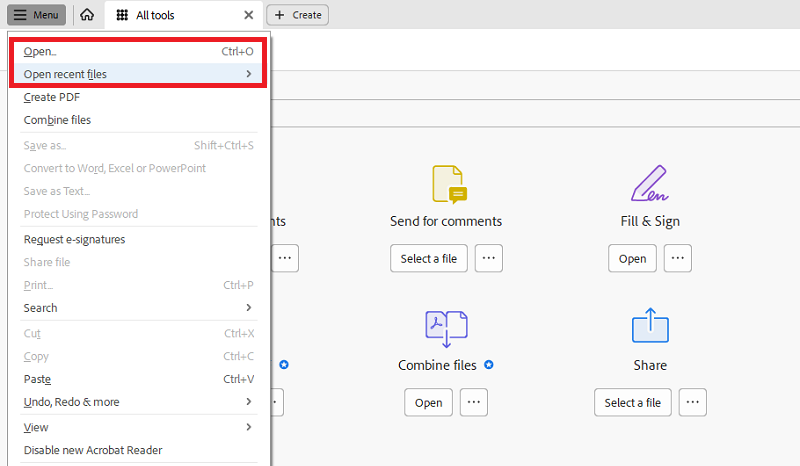 launch adobe and upload a pdf