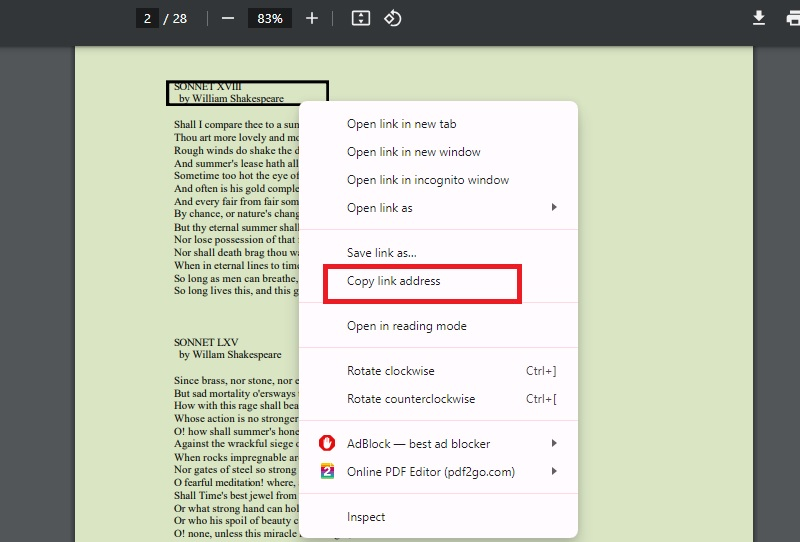 copy hyperlinks in pdf and check