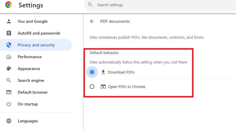 Deaktivieren Sie den PDF-Viewer von Chrome