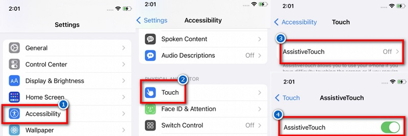 enable assistive touch feature on settings