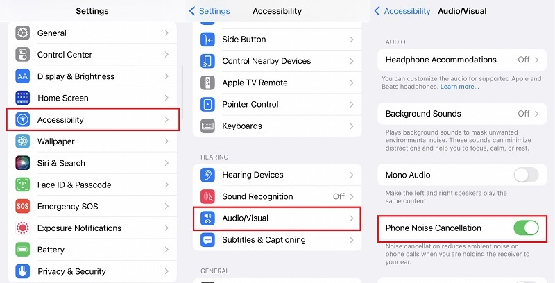 turn off phone noise cancellation